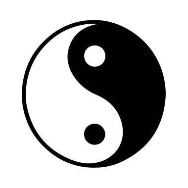 Klasik Yin Yang sembolü denge ve ahenk. Siyah ve beyaz yin ve yang sembolleri. Vektör illüstrasyonu