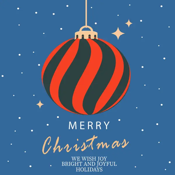 Mutlu Noeller ve kırmızı çizgili ve yıldızlı minimalist tebrik kartı. Şenlikli tipografi ile modern güzel Xmas tasarımı. Küçük resim posteri, kapak şablonu