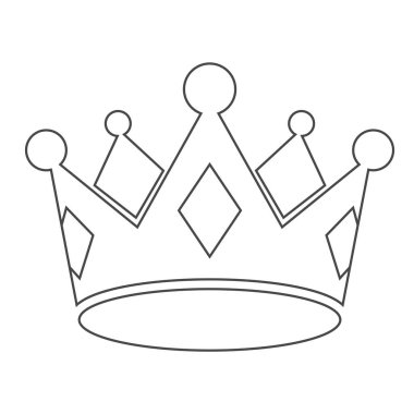 Siyah ve beyaz geometrik şekilli basit bir kraliyet tacının taslağı.