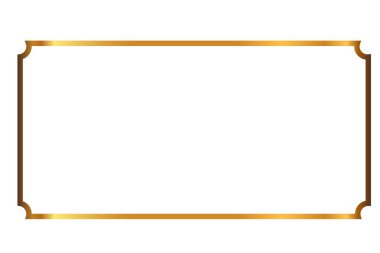 Festivalsel veya resmi tasarım şablonu için beyaz arka planda dekoratif köşeleri olan zarif altın çerçeve