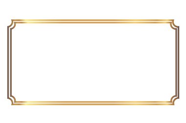 Köşe aksanları ve dekorasyon için beyaz arkaplan üzerinde parlayan efektli zarif altın dikdörtgen çerçeve