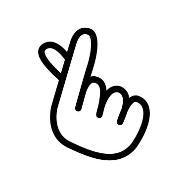 Minimum siyah çizgi sanatı. El hareketi. Beyaz arka planda aşkı ya da sevgiyi simgeliyor.