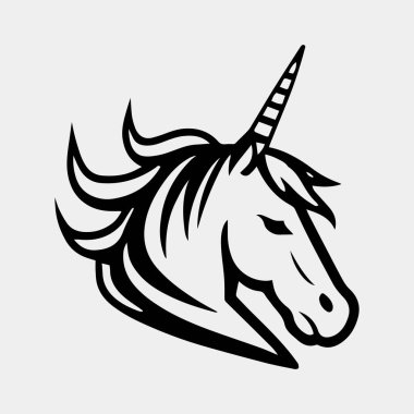 Unicorn Maskot Logosu Şablon İlhamı, Vektör İllüstrasyonu.