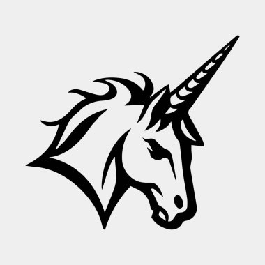 Unicorn Maskot Logosu Şablon İlhamı, Vektör İllüstrasyonu.