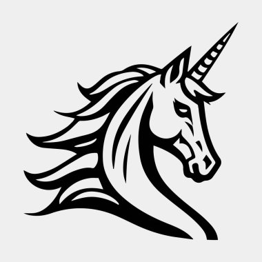 Unicorn Maskot Logosu Şablon İlhamı, Vektör İllüstrasyonu.