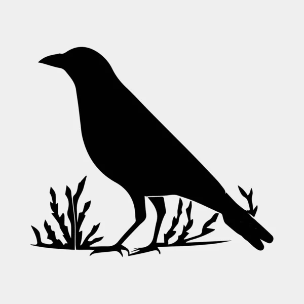 Crow Sitting Vector Silhouette Isolated — Stock Vector