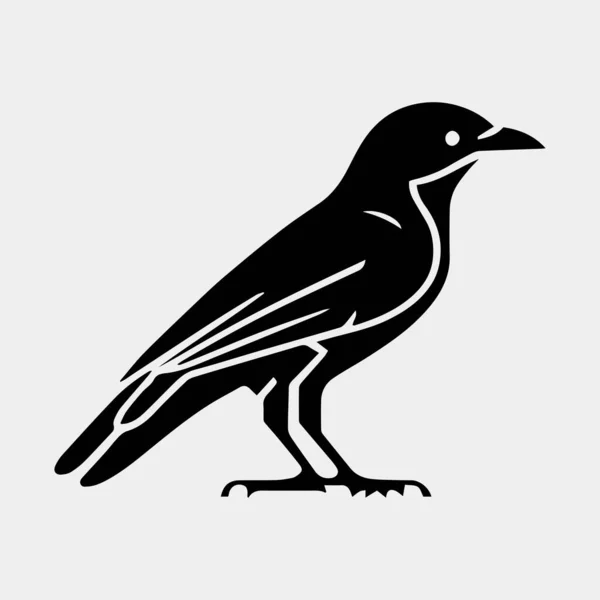Crow Sitting Vector Silhouette Isolated — Stock Vector