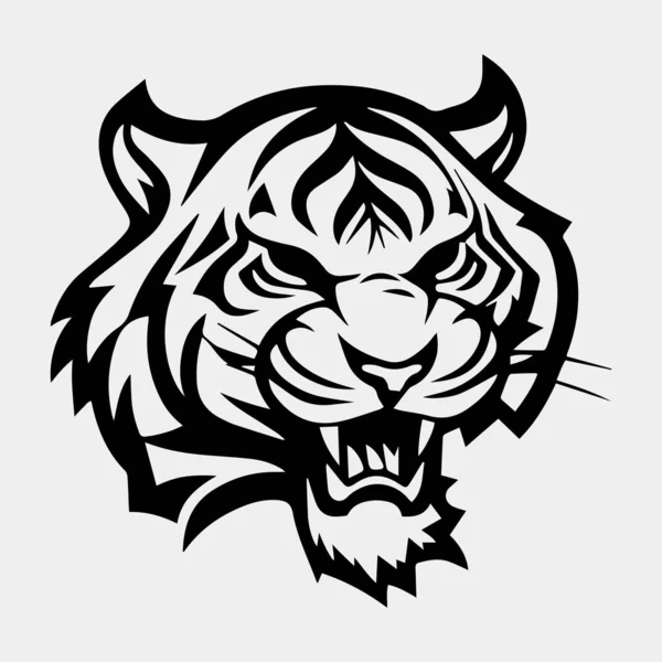 Tigre Cabeça Tatuagem Logotipo Mascote Design — Vetor de Stock