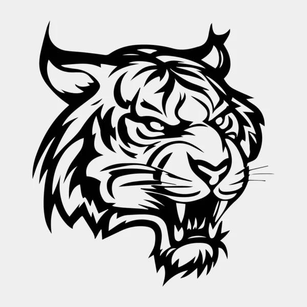 Tygří Hlava Tetování Logo Maskot Design — Stockový vektor