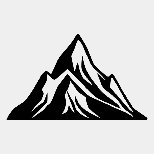 Silueta Montaña Icono Vector Picos Rocosos Cordilleras Icono Montaña Blanco — Vector de stock
