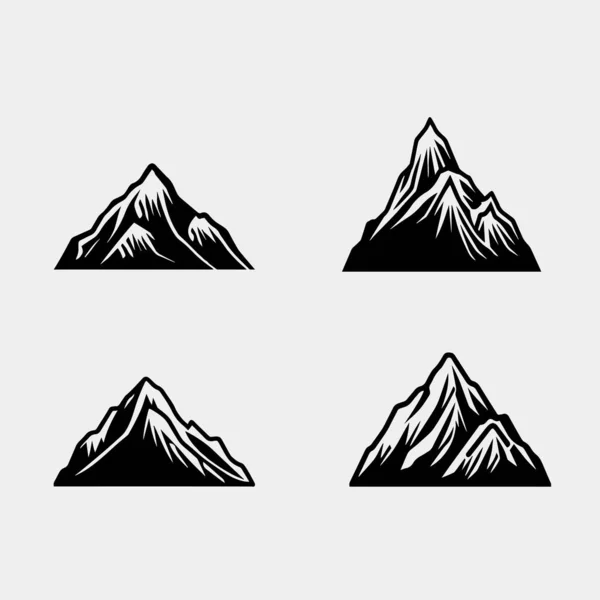 山地轮廓 矢量图标 落基峰 山脉范围 黑色和白色的山脉图标 — 图库矢量图片