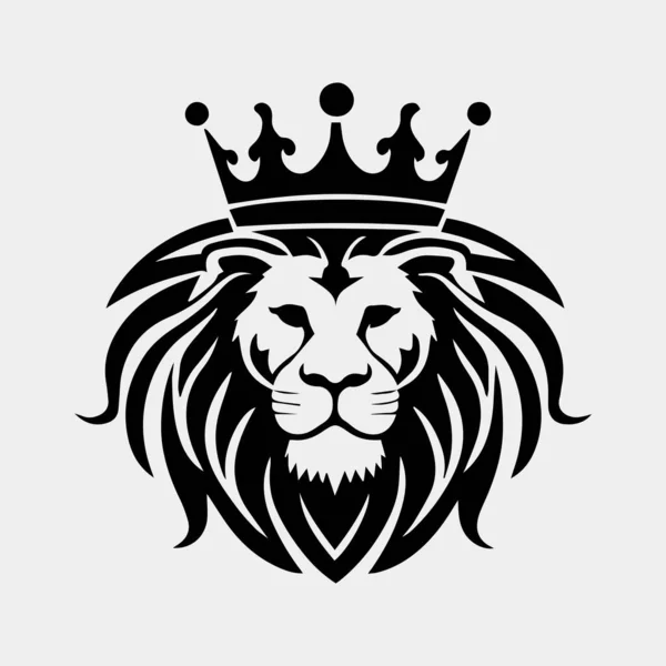 Taçlı vektör logosu olan bir aslan başı.