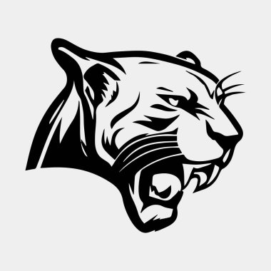 Hayvan Başı - Panter - vektör logosu / simge illüstrasyon maskotu