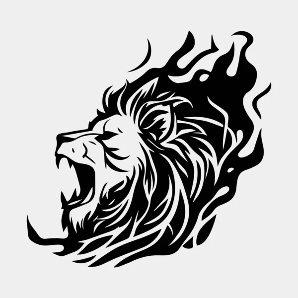 Lion Flame Fire Logo Sport Esport Mascot Design Vector — Stock vektor
