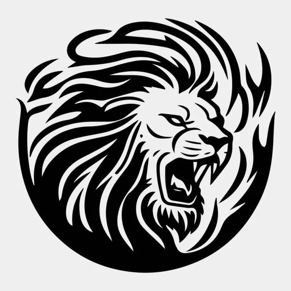 Lion Flame Fire Logo Sport Esport Mascote Design Vector — Vetor de Stock