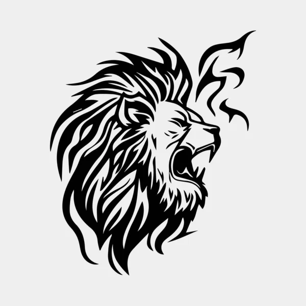 Vecteur Conception Mascotte Sport Esport Logo Feu Flamme Lion — Image vectorielle