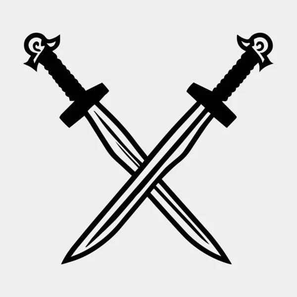 Διπλή Swords Εικονίδιο Επίπεδη Γραφιστική Σχεδίαση — Διανυσματικό Αρχείο
