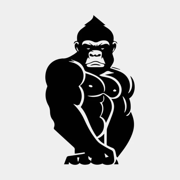 Símbolo Gorila Irritado Design Vetorial Silhueta Isolado — Vetor de Stock