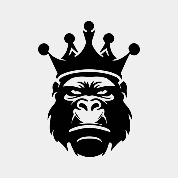 Símbolo Gorila Con Logotipo Corona Diseño Silueta Vector — Archivo Imágenes Vectoriales