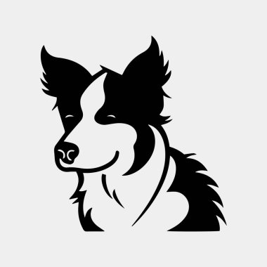 Collie Dog sınır başı logo ikonu vektörü. Köpek suratlı basit tasarım.