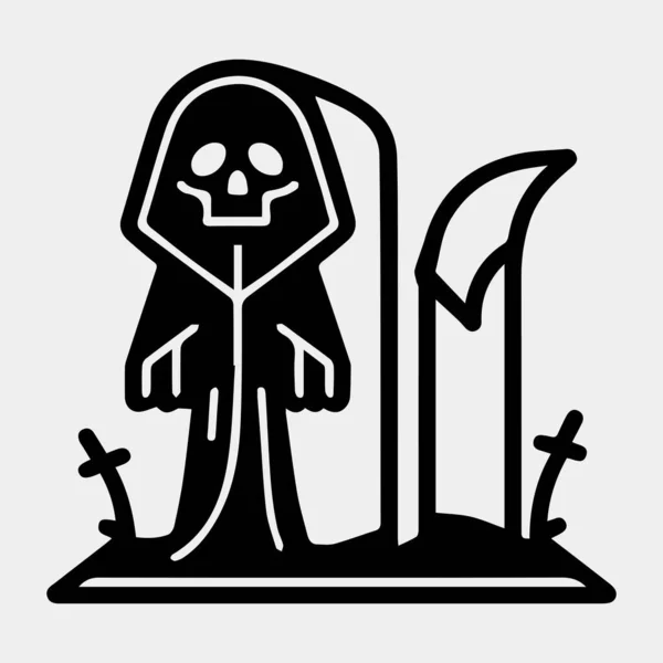 Desenhos Animados Grim Reaper Vetor Design Tatuagem Isolada Branco — Vetor de Stock