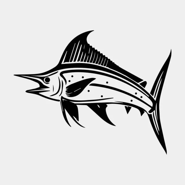 Black Marlin Fishing Logo Vector Isolated — Stock Vector