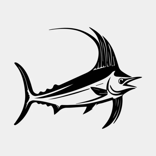 Preto Marlin Pesca Logo Vetor Isolado — Vetor de Stock