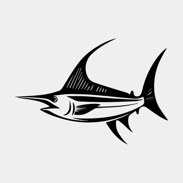 Black Marlin Fishing Logo Vektor Izolálva — Stock Vector