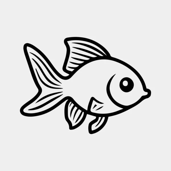 Zwart Wit Vector Illustratie Van Gouden Vis — Stockvector