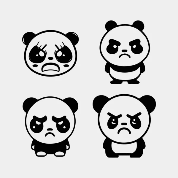 Cute Panda Twarz Wektor Ikona Lub Logo Projektu — Wektor stockowy