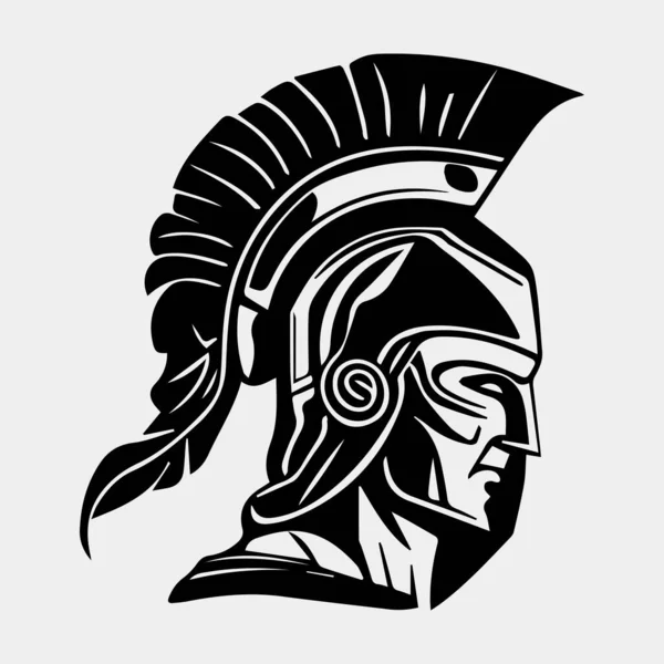 Spartan Logotipo Vetor Elementos Design Símbolo Capacete Espartano — Vetor de Stock