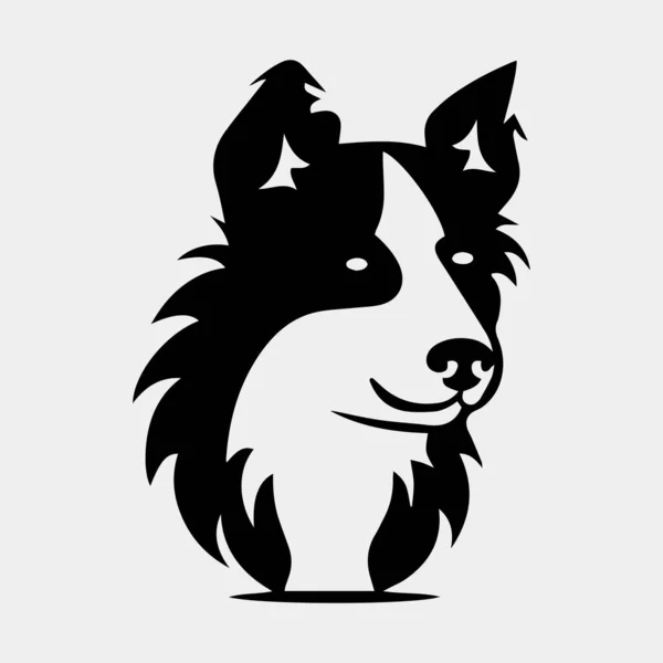 Border Collie Dog Επικεφαλής Διάνυσμα Εικονίδιο Σκύλος Πρόσωπο Απλό Σχεδιασμό — Διανυσματικό Αρχείο
