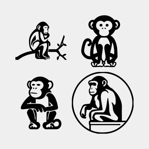 Monkey Icon Set Simple Illustration Bear Vector Icons Web Design — Stock Vector