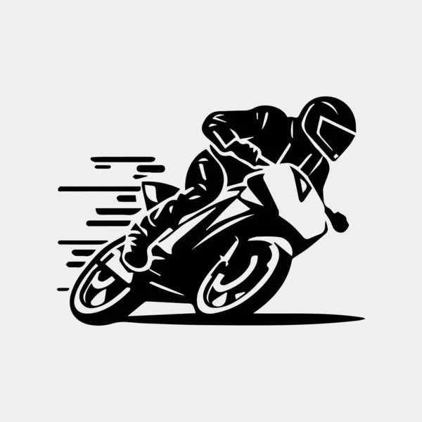 Motosiklet Sürücüsü Siyah Bir Motorcunun Silueti — Stok Vektör