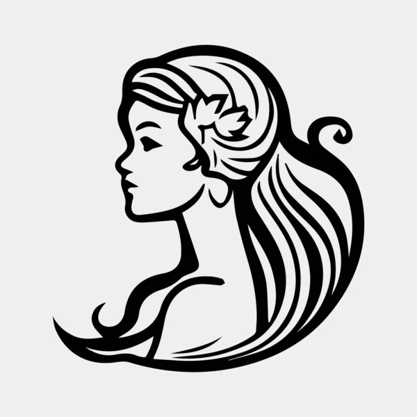 Красивая Девушка Силуэт Икона — стоковый вектор