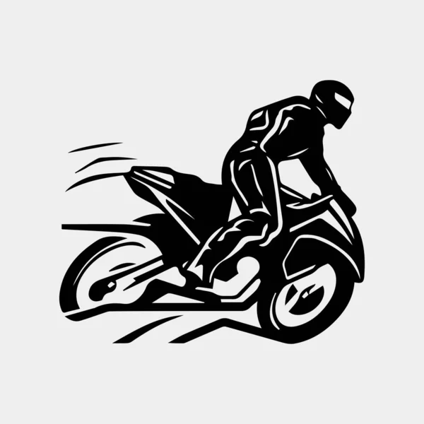 Icono Del Motociclista Silueta Negra Sobre Fondo Blanco Ilustración Vectorial — Vector de stock