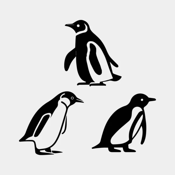 Pinguins Ícone Pinguim Pássaro Ilustração Vetorial — Vetor de Stock
