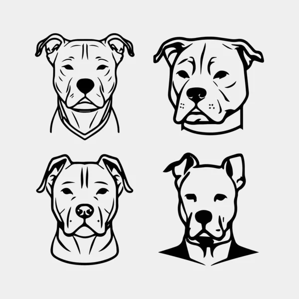 Set Verschiedener Hundefreundlicher Grafischer Gesichter Skizzen — Stockvektor