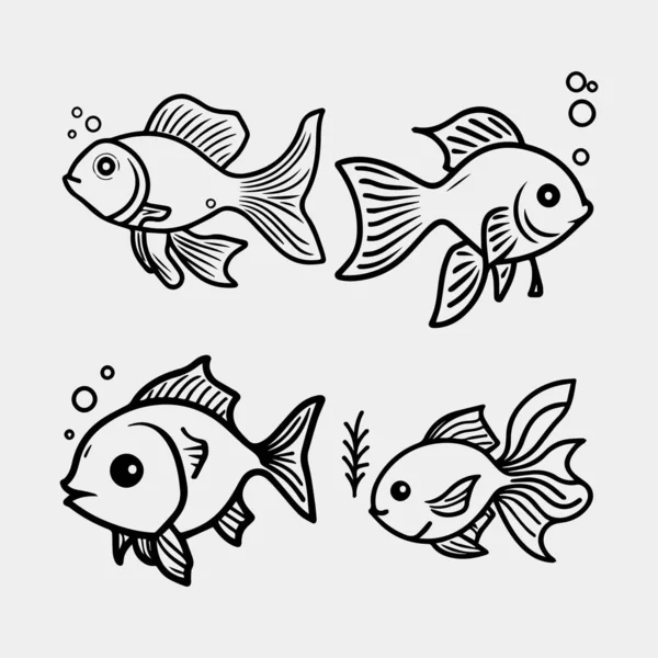 Ícone Peixe Desenho Animado Ilustração Ícones Vetor Mar Para Web — Vetor de Stock
