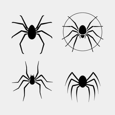 Beyaz arkaplanda örümcek siluetinin vektör çizimi