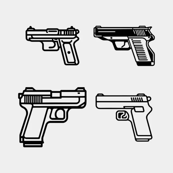 stock vector vector illustration of black and white gun icon in flat style