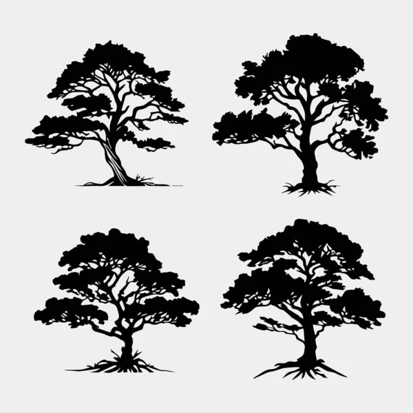 一组树矢量轮廓 — 图库矢量图片