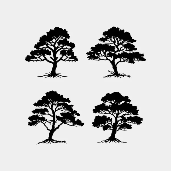 一组树矢量轮廓 — 图库矢量图片