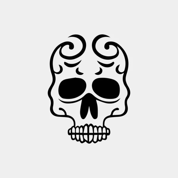 Ensemble Icônes Vectorielles Crâne Décoré Tradition Mexique Icônes Noires Isolées — Image vectorielle