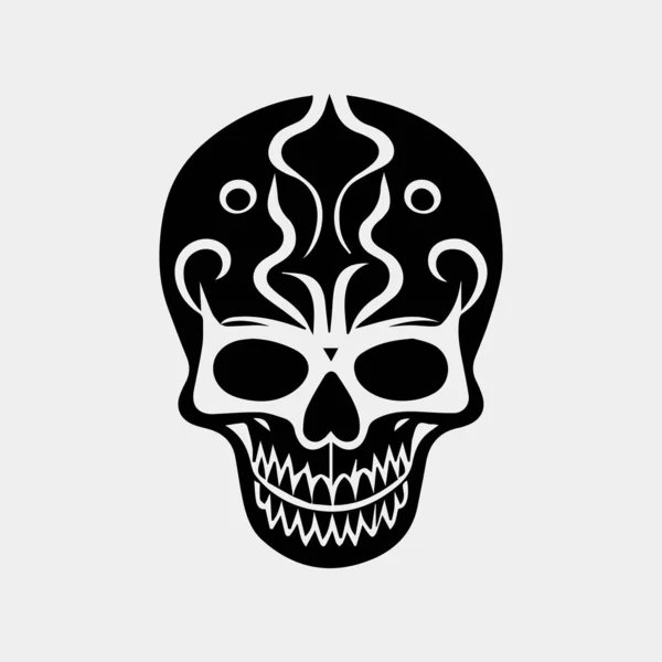 Dekore Edilmiş Kafatası Gelenek Meksika Siyah Üzerine Beyaz Izole Simgeler — Stok Vektör