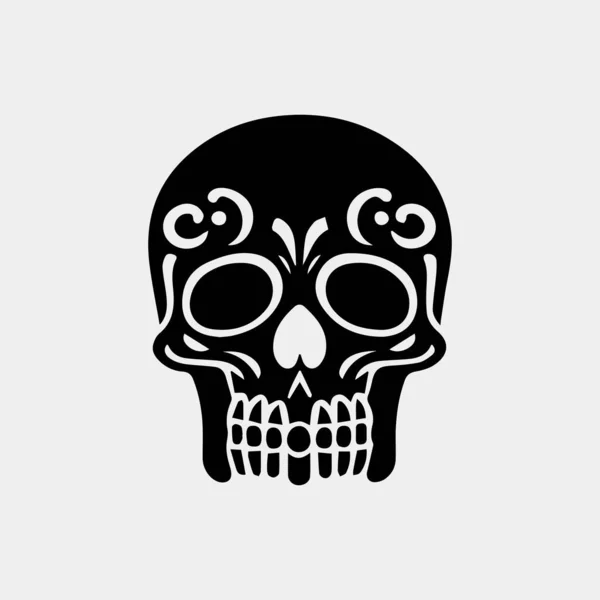 Ensemble Icônes Vectorielles Crâne Décoré Tradition Mexique Icônes Noires Isolées — Image vectorielle
