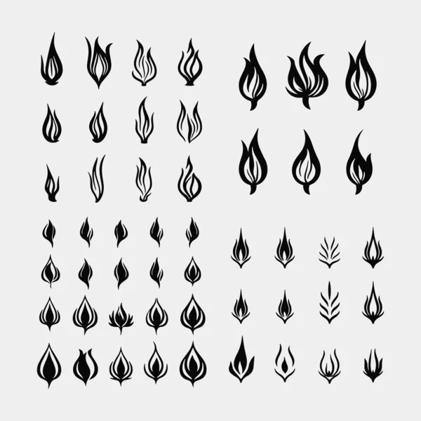 Ensemble Icônes Feu Vectoriel Flamme — Image vectorielle