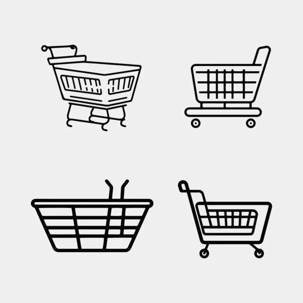 Shopping Cart Related Icons Thin Vector Icon Set Black White — Stock Vector