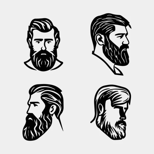 Hipster Black White Background Hairstyle — Stock Vector