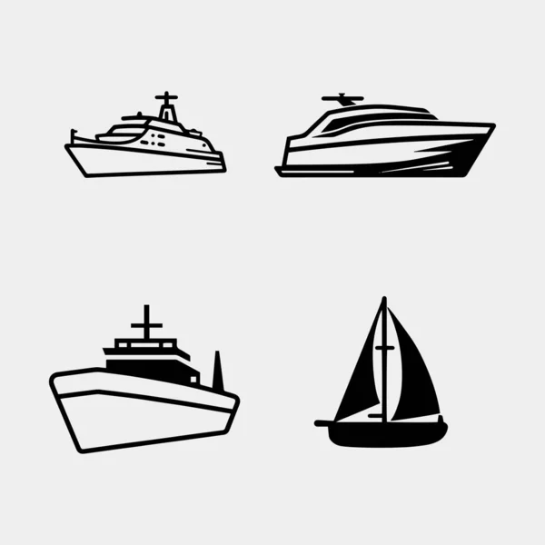 在白色上隔离的一组船舶矢量设计 — 图库矢量图片